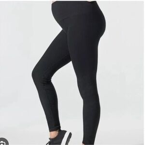 Blanqi Maternity Belly Moto Support Black Full Length Leggings Medium
